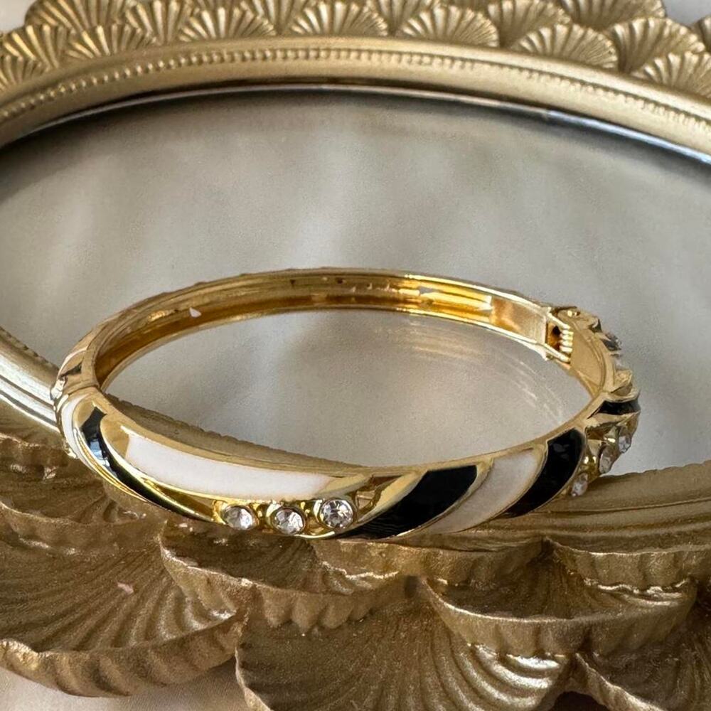 Gold and black enamel bangle